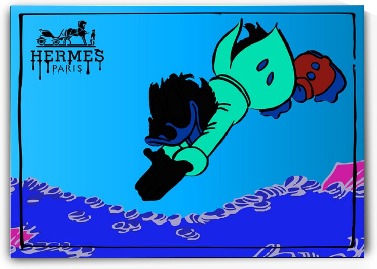 Luxury Dive – Scrooge x Hermes Pop Art Print by Daveschloffiart