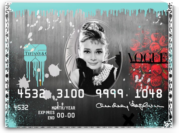  Timeless Elegance – Audrey x Tiffany Pop Art Credit Card by Daveschloffiart