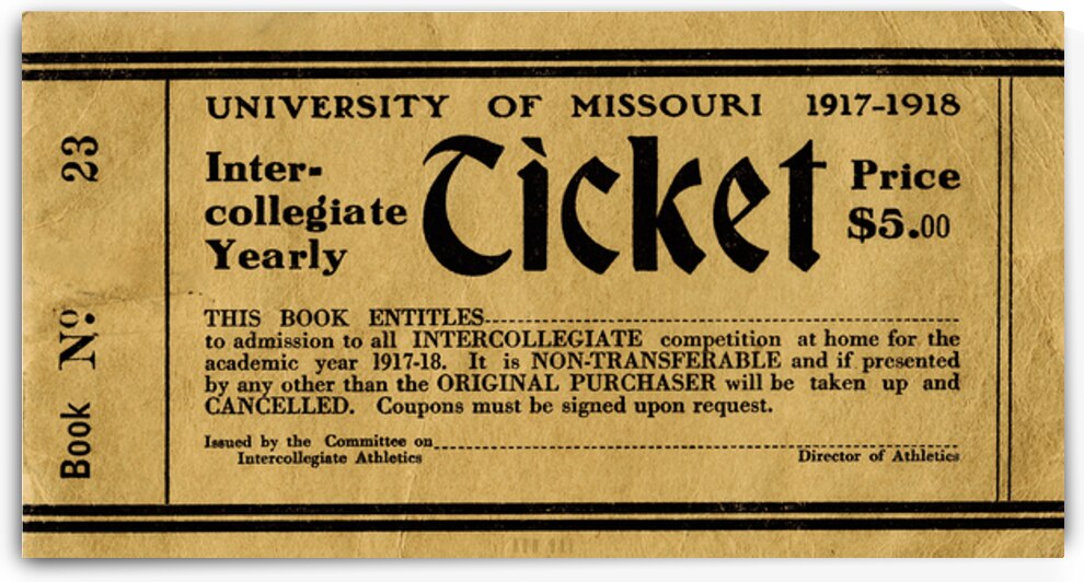 1917 Missouri Tigers Athletics Season Ticket by Row One Brand