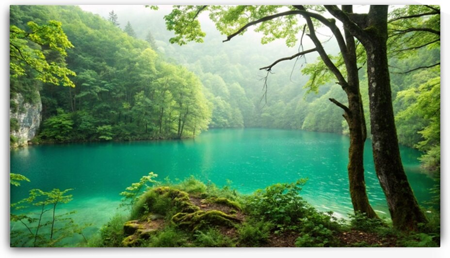 Serene Nature Lush Forest Lake by DesignTech