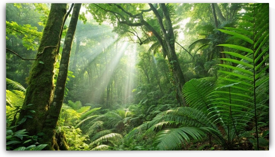 Sunlight Penetrating the Lush Rainforest by DesignTech