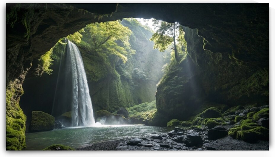 Hidden Waterfall in the Mountains by DesignTech