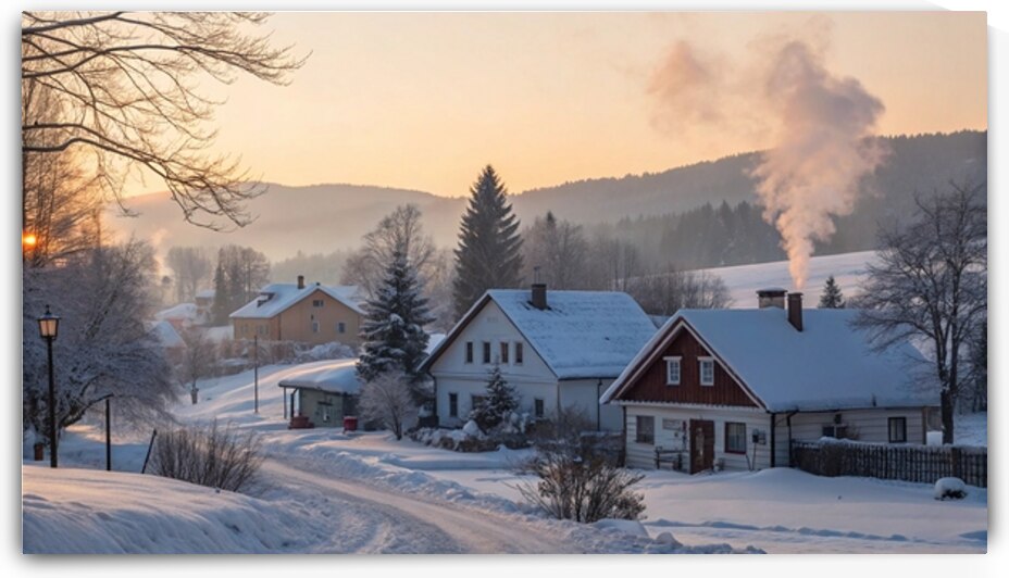 Warm Winter Scene at Sunset by DesignTech
