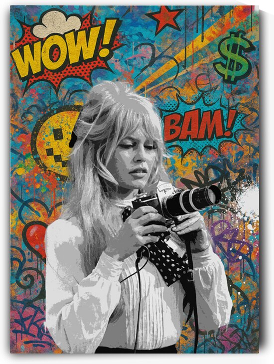  Pop Art Fusion - Brigitte Bardot with Camera by Daveschloffiart