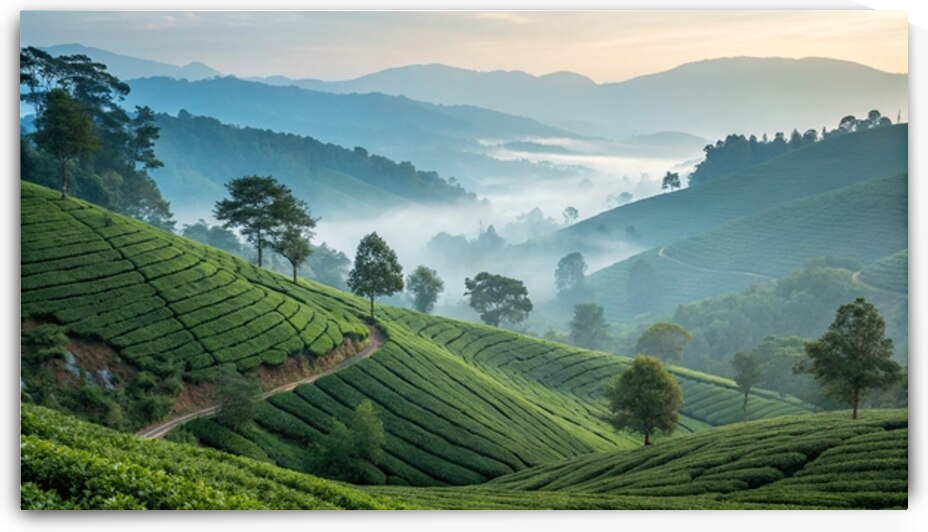 Green Tea Fields on Rolling Hills by DesignTech