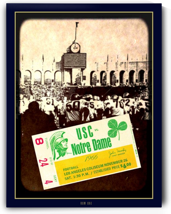1966 Notre Dame at USC Ticket and Photo by Row One Brand