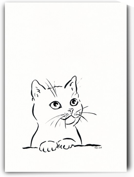 cute cat pen and ink drawing by Karen Kaspar