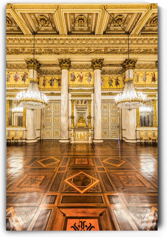 Baroque ballroom interior in Royal Palace. Luxury marble antiqu by Paolo Modena