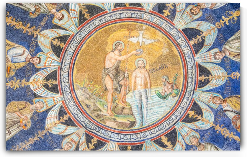 Mosaic in the Neonian Baptistery standing next to the Ravenna C by Paolo Modena