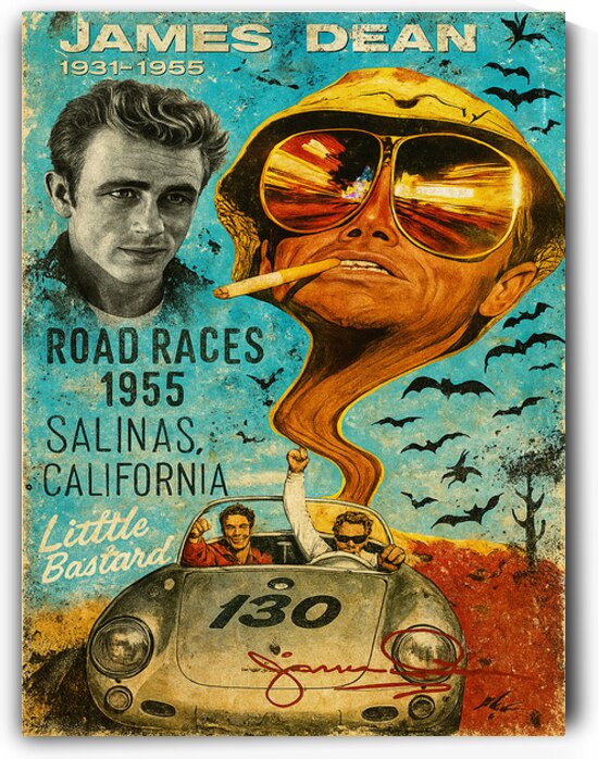 James Dean Little Bastard - Road Races 1955 Tribute Art by Daveschloffiart