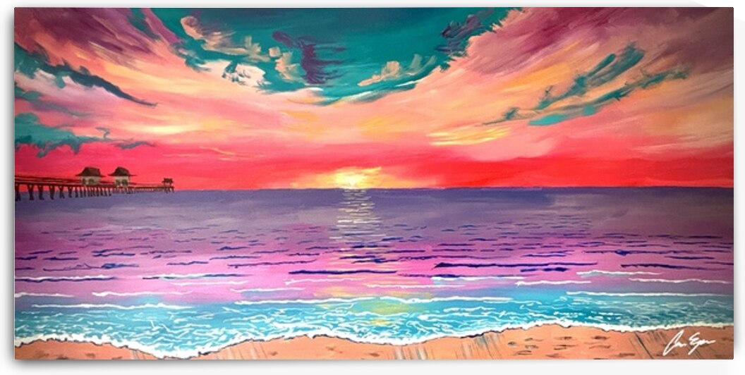 Naples Pier Sunset Painting by Conor s Canvas