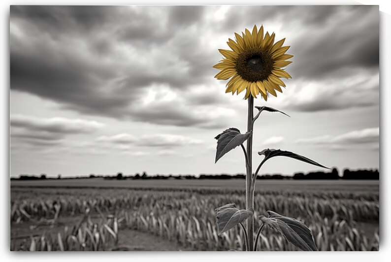 Hope In Contrast - Minimal Sunflower Art Prints by Savage Art Prints