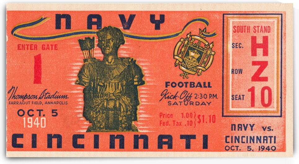 1940 Cincinnati Bearcats at Navy Midshipmen by Row One Brand