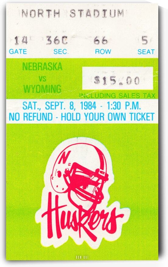 1984 Wyoming Cowboys at Nebraska Cornhuskers by Row One Brand
