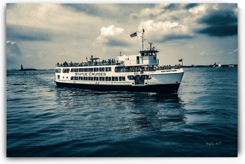 Tour Boat Battery Park NYC by By:Zo Art Print Collection   by Maria Desnoyers