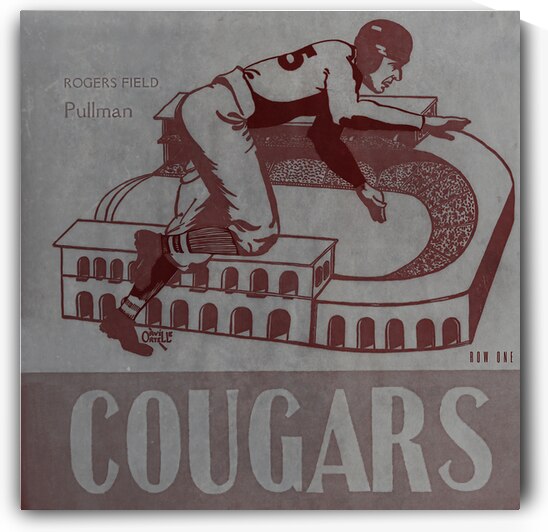 Vintage Washington State Cougars Football Player Art by Row One Brand