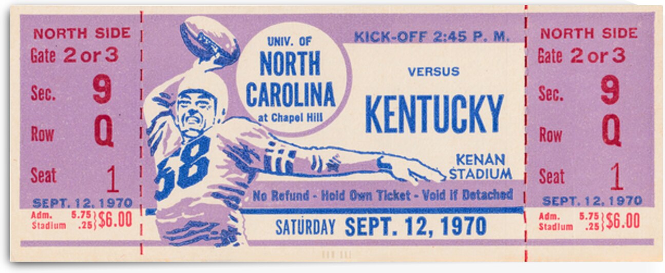 1970 Kentucky Wildcats at North Carolina Tar Heels by Row One Brand