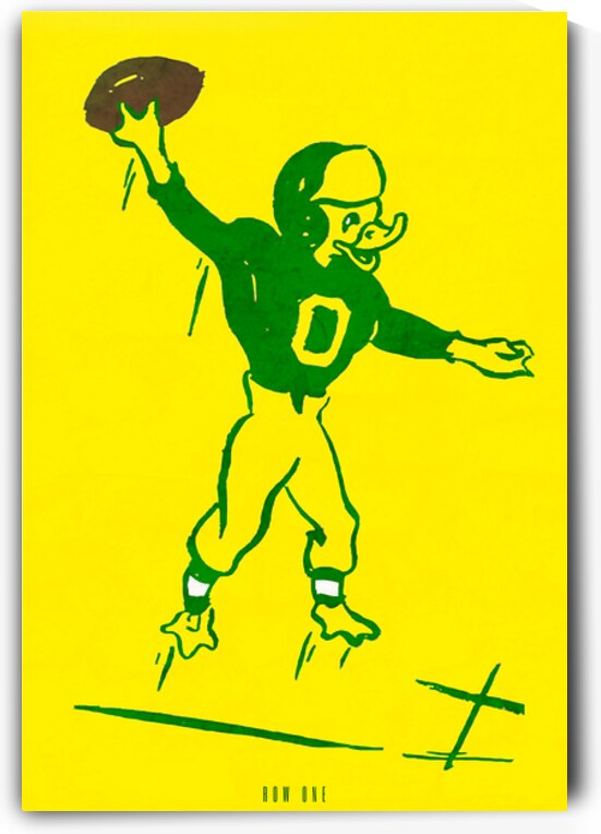Vintage Oregon Duck Quarterback Cartoon by Row One Brand