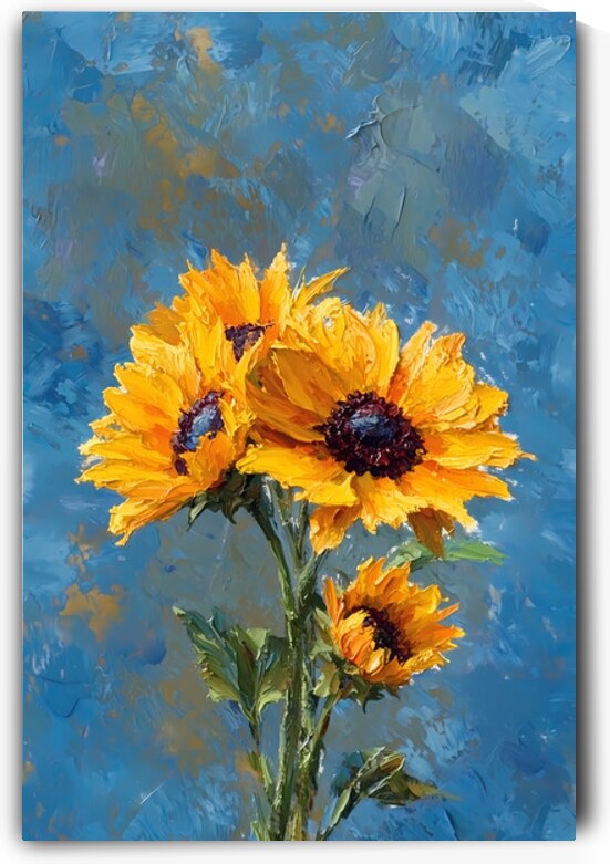 Ciel Baigne De Soleil - Sun-Kissed Sky - Sunflower Portrait Art Prints by Savage Art Prints
