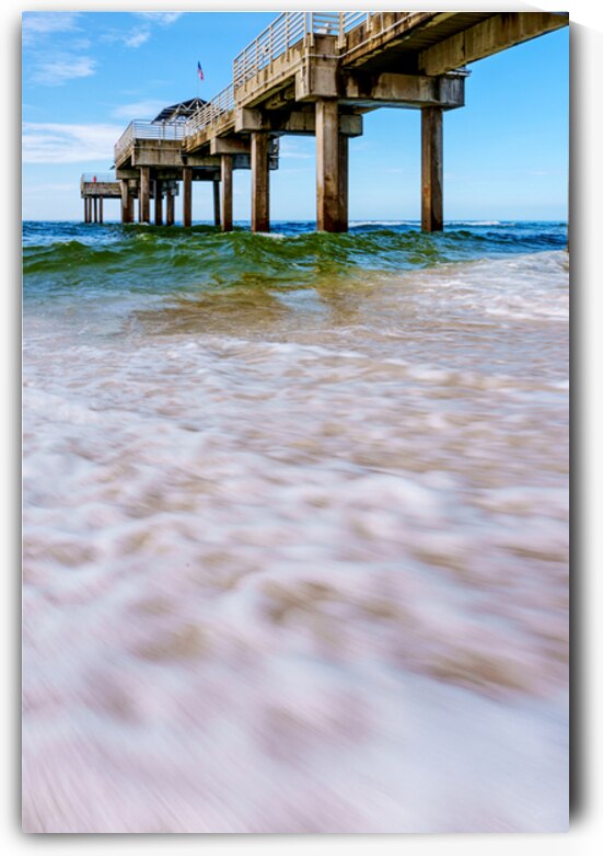 Waves Of Foam Orange Beach Pier by Jennifer White