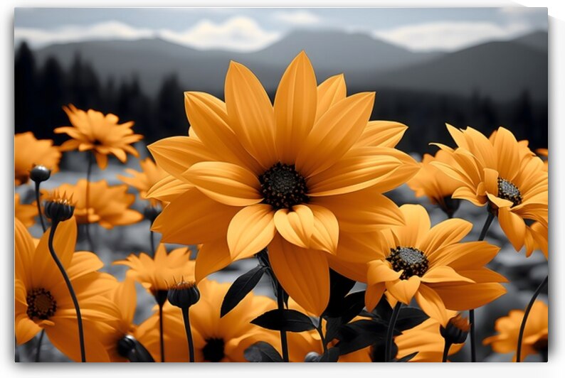 Fleurs Du Crepuscule - Flowers Of Dusk - Evening Floral Art Prints by Savage Art Prints