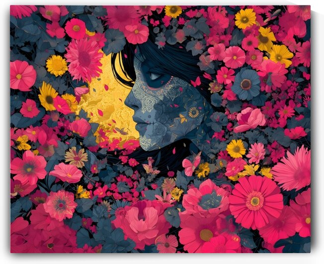 Jardin De Los Recuerdos - Garden Of Memories - Dia de los Muertos Floral Art Prints by Savage Art Prints