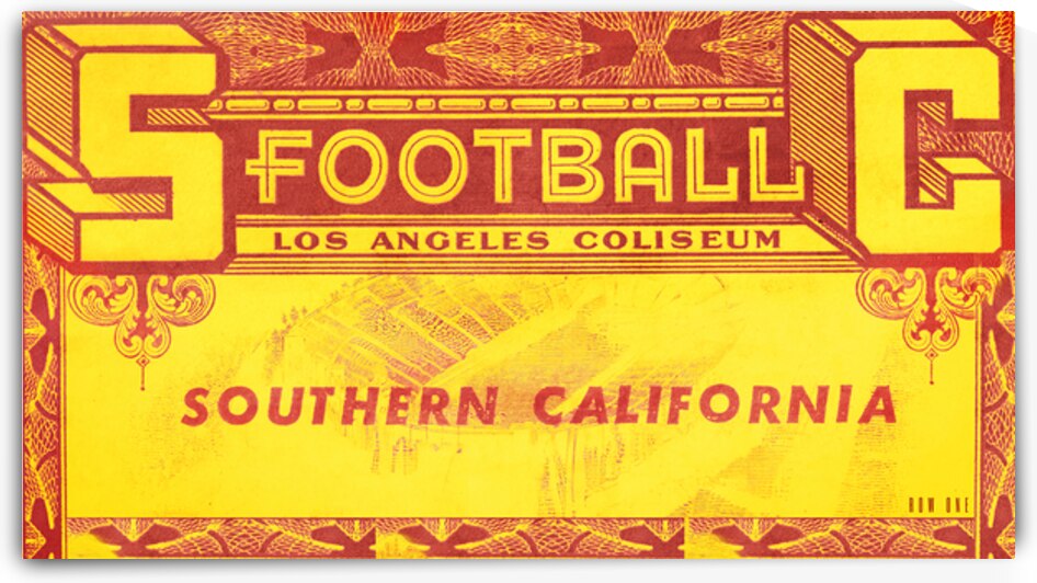 1949 USC Trojans Football Ticket Remix Wall Art by Row One Brand