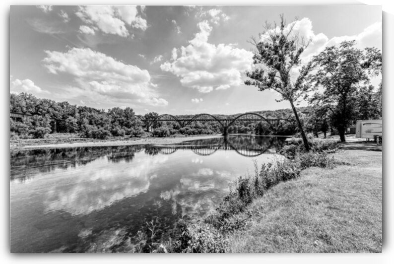 RM Ruthven Bridge Reflections Grayscale by Jennifer White