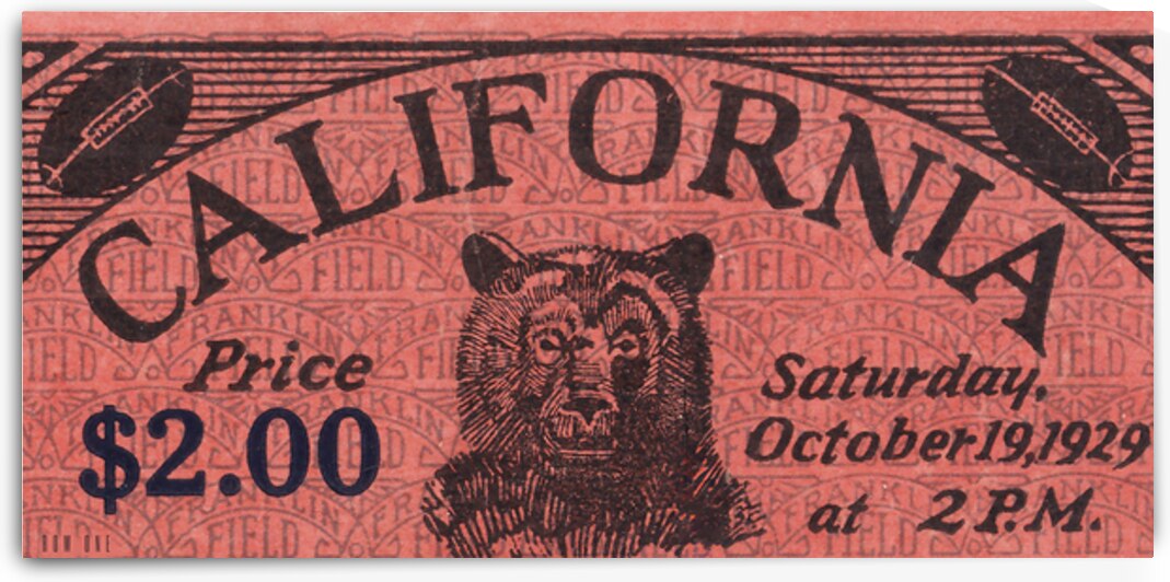 1929 California Golden Bears Football Ticket Art by Row One Brand