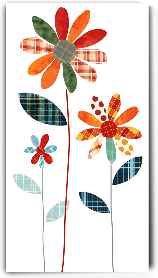 Plaid Botanica 27 - Contemporary Floral Art Prints by Savage Art Prints