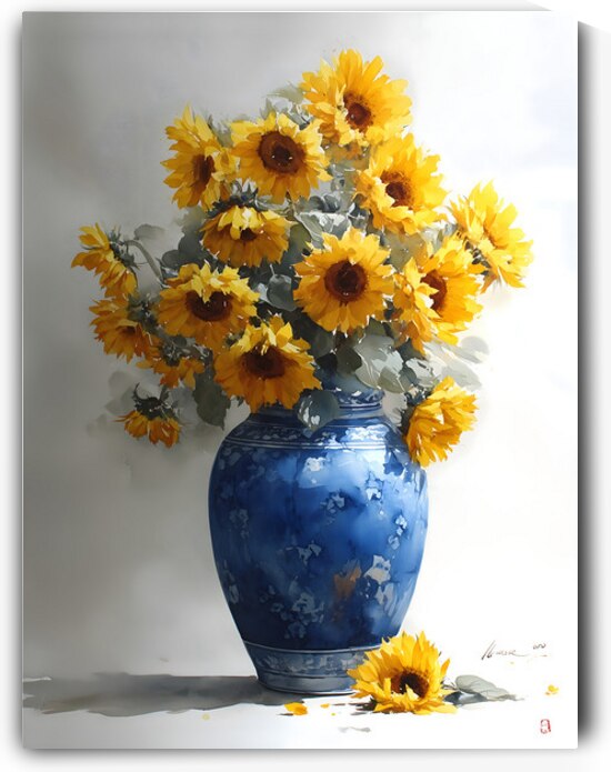 Eclat De Tournesols - Burst Of Sunflowers - Sunflower Vase Art Prints by Savage Art Prints