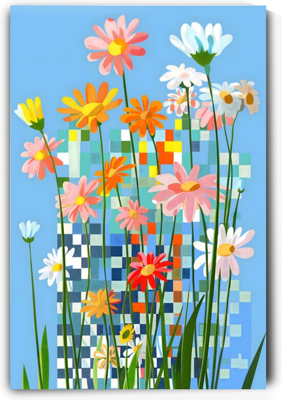 Fleurs En Pixels - Flowers In Pixels - Digital Floral Art Prints by Savage Art Prints