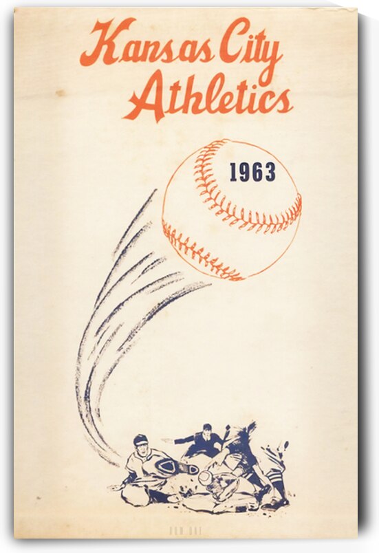 1963 Kansas City Athletics Baseball Art by Row One Brand