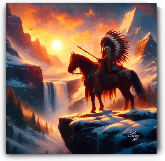 Native American Indian by waterfall 4  by Billy Wayne