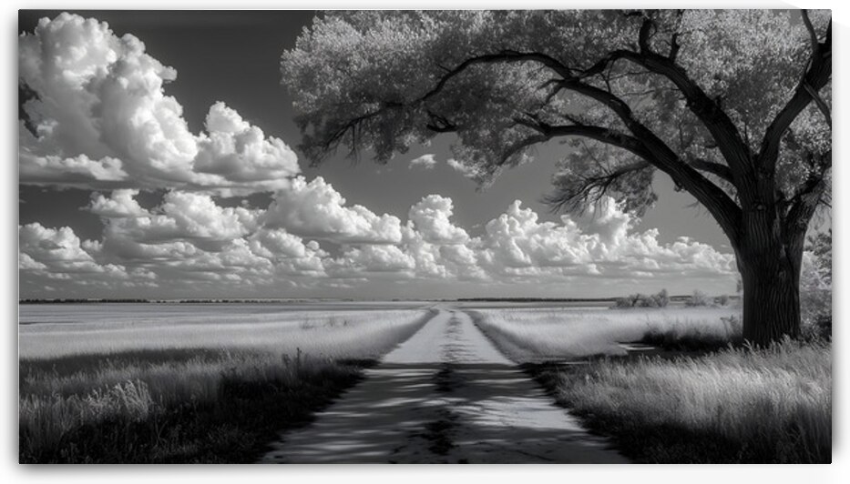Prairie Road - Monochrome Landscape Art Prints by Savage Art Prints