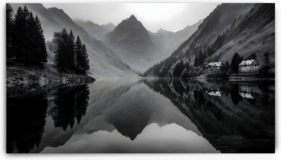 The Mirror Of Solitude - Monochrome Landscape Art Prints by Savage Art Prints