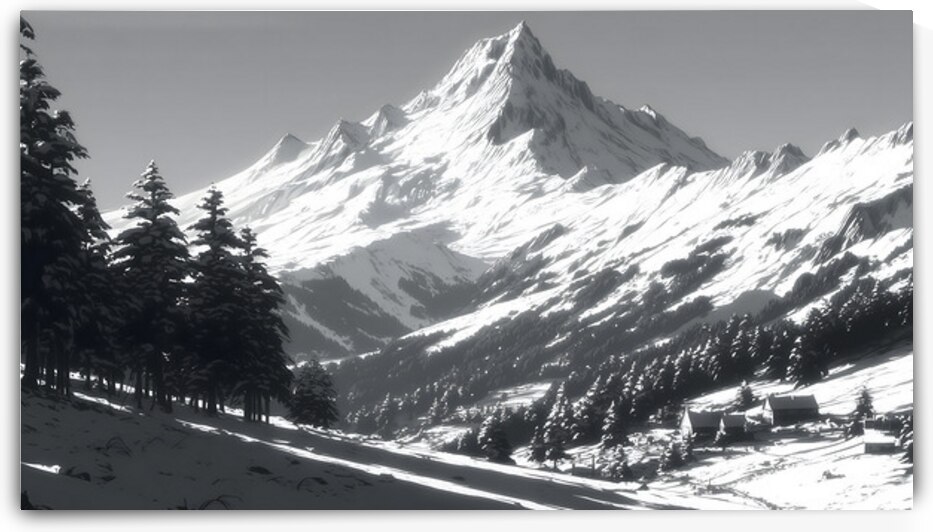 Winter In The Valley - Monochrome Landscape Art Prints by Savage Art Prints