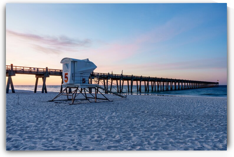 Pensacola Pier Lifeguard Stand Morning by Jennifer White