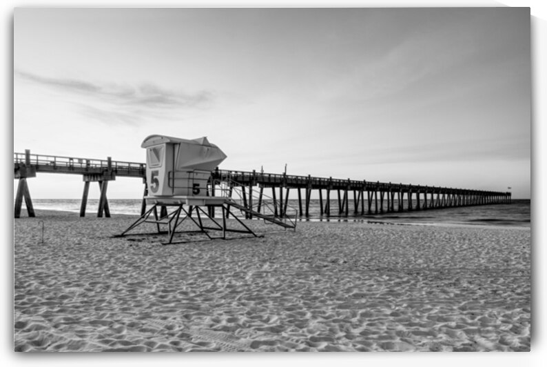 Pensacola Pier Lifeguard Stand Morning by Jennifer White