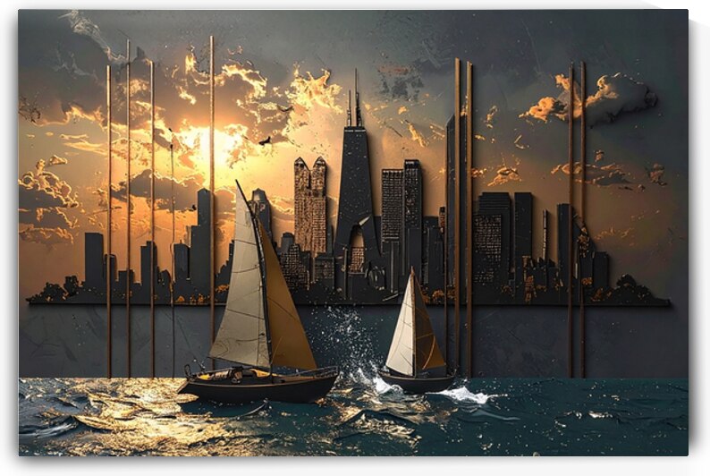 Chicago Skyline Sailing 14 by Bob Tamburello