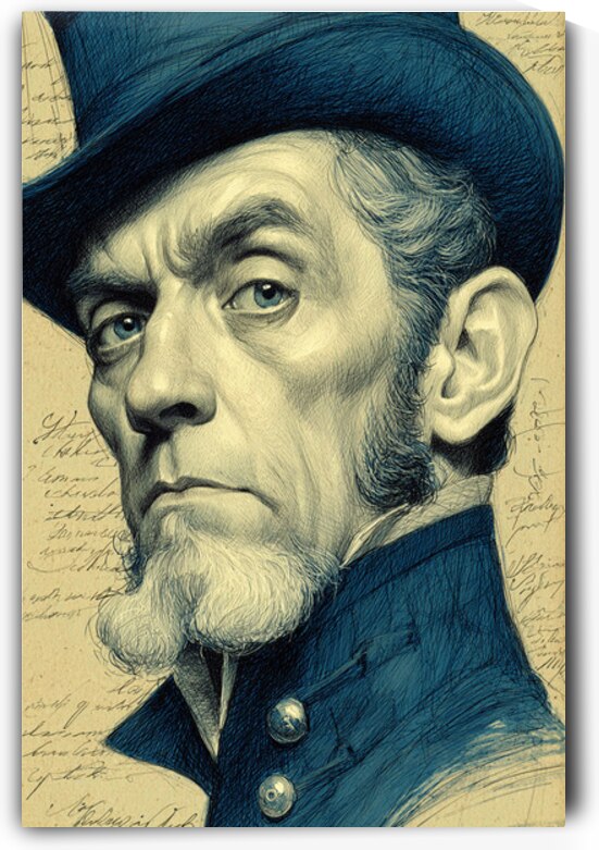 talilot A vintage style illustrated portrait of I by Talya Lotan