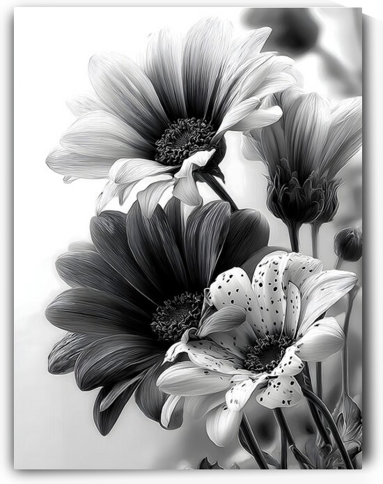 Sans Couleur - Without Color - Monochrome Floral Art Prints by Savage Art Prints