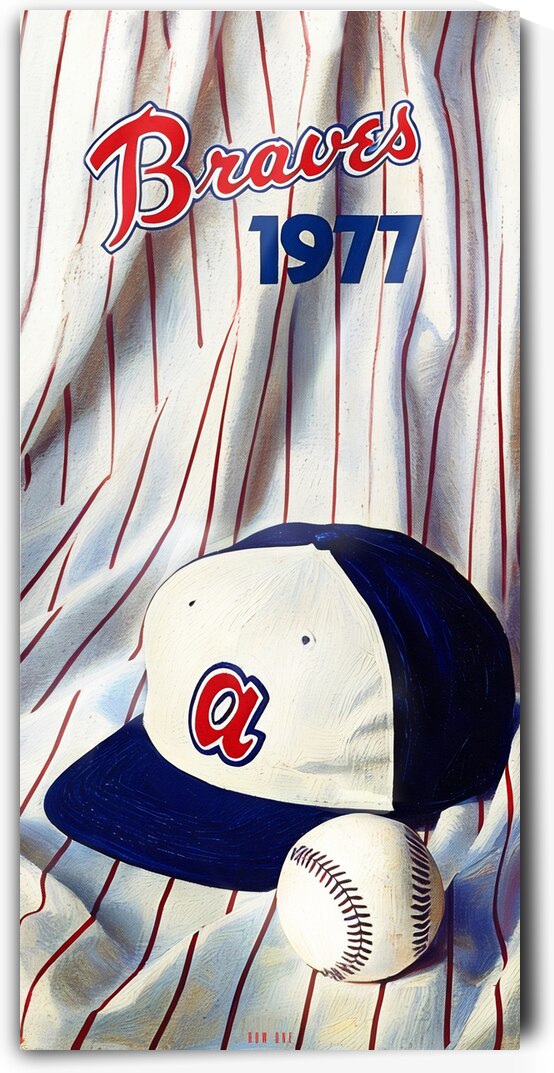 1977 Atlanta Braves Cap & Jersey Art by Row One Brand