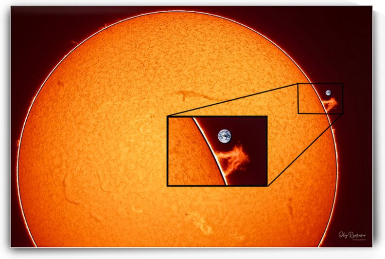 Solar activity with Earth for scale by Oleg Rumiancev