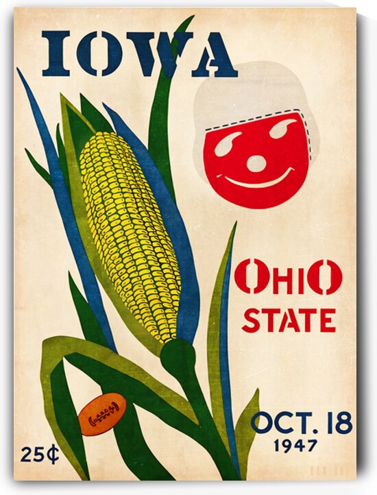 1947 Iowa Hawkeyes at Ohio State Buckeyes Football Cover Art by Row One Brand