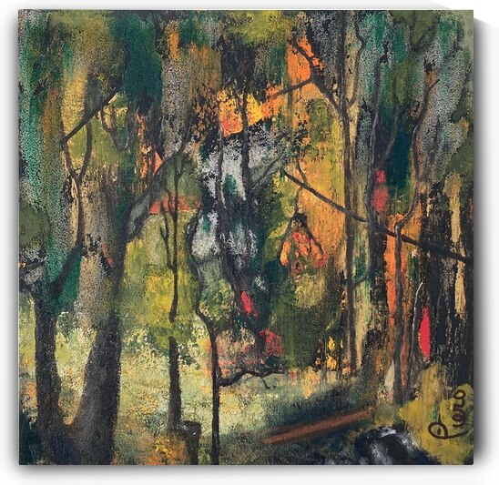 Pierrette   Piero Desrosiers    - Le sous-bois - Acrylic - 18 x 18 by Global Art League