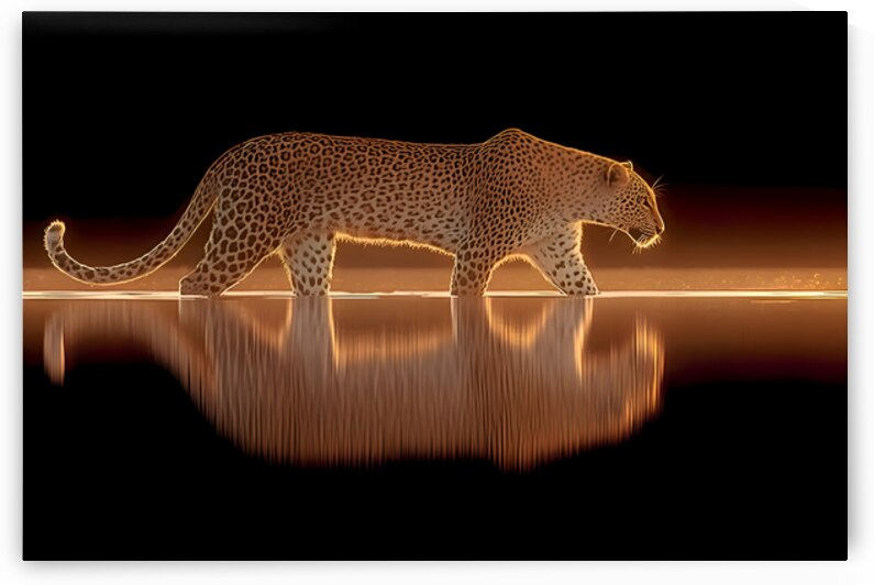 Nocturnal Grace – Cheetah Reflection Print by Savage Art Prints
