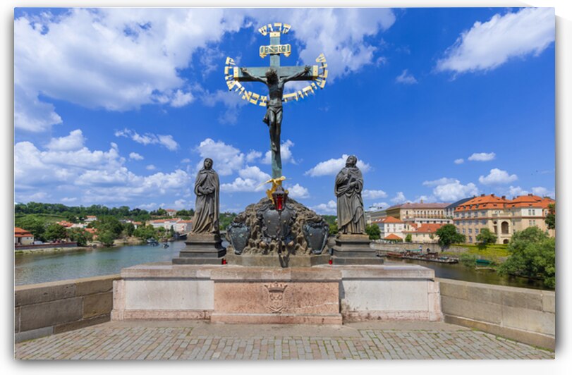 Czech Charles Bridge on Vlatva connecting Prague Castle Lesser Quarter and Old Town by Elijah Lovkoff