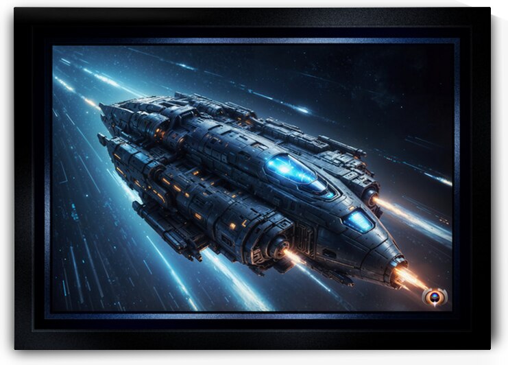 The Futuristic Warship Stellar Vannguard In Pursuit Fantastic AI Concept Art by Xzendor7 by xzendor7