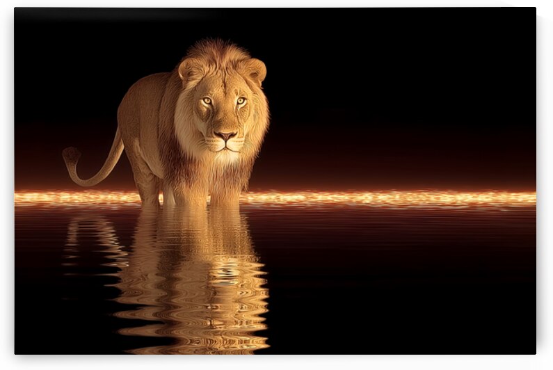 Crowned Silence – Lion Reflection Print by Savage Art Prints